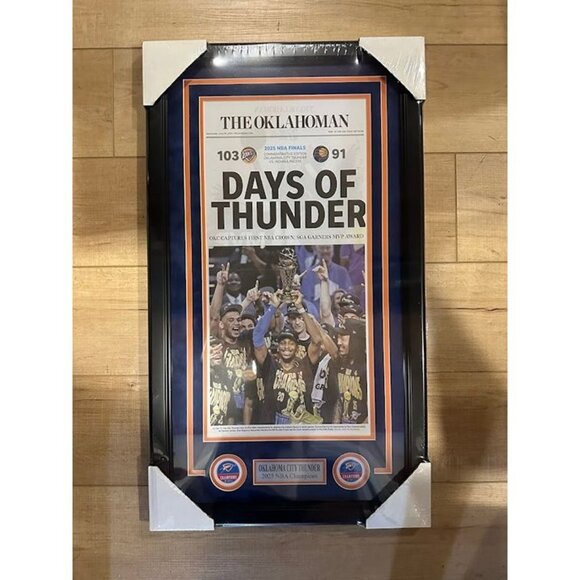 OKC Thunder 2025 NBA Champions The Oklahoman Newspaper Framed Front Cover - Picture 1 of 4